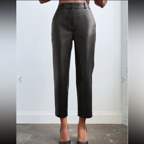 Gorgeous Artitzia BABATON Cropped Black Vegan Leather Trouser Pant SZ 6 - Picture 5 of 14